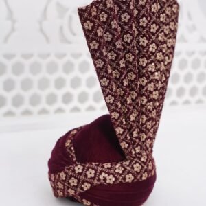 Premium Embroidered Maroon Velvet Groom Kulla / Turban